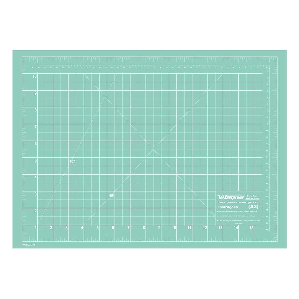 Base Para Corte de Tecidos Patchwork E Scrapbook Frente E Verso - 45X30 Azul Turquesa