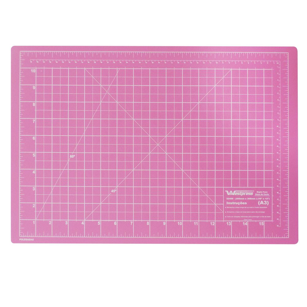 Base Para Corte De Tecidos Patchwork E Scrapbook Frente E Verso 60X45 Rosa