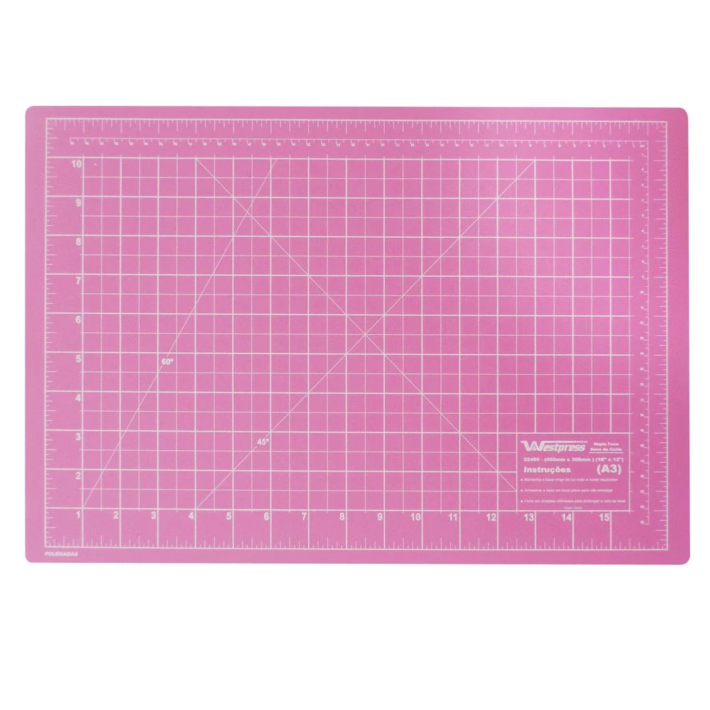 Base Para Corte de Tecidos Patchwork E Scrapbook Frente E Verso 60X45 Rosa