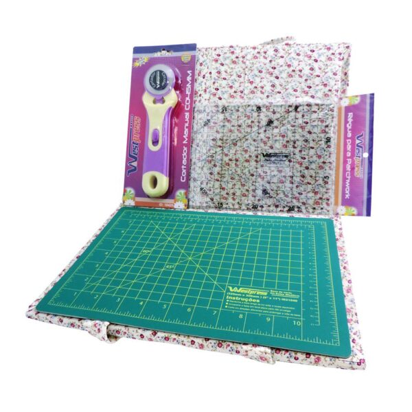 Bolsa Com Base de Corte Cortador Circular E Régua Patchwork