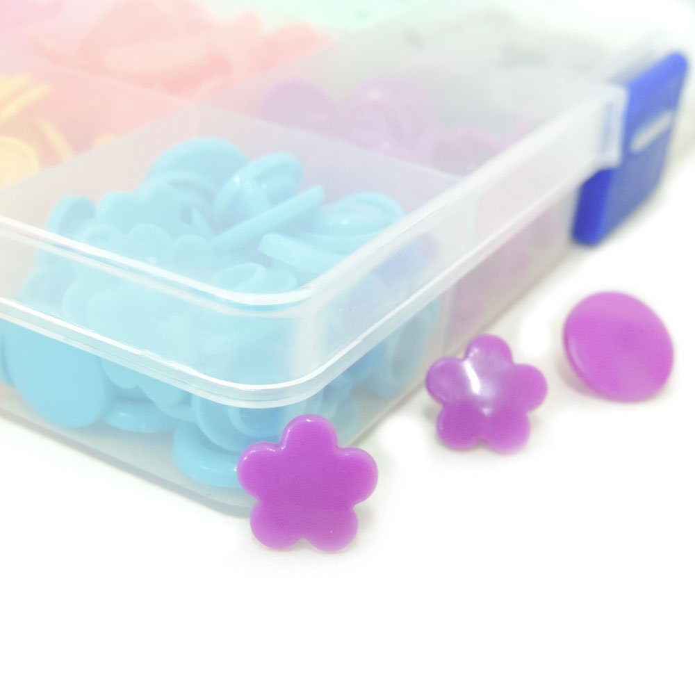 Kit de Botões de Pressão Flor Coloridos Tic Tac Sortidos Box Com 150 Botões - Imagem 2