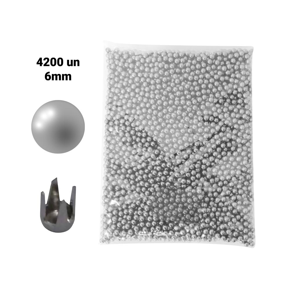 Pacote 4200 Pérolas Inteiras Com Rebite 6Mm Abs Cor Prata 500G