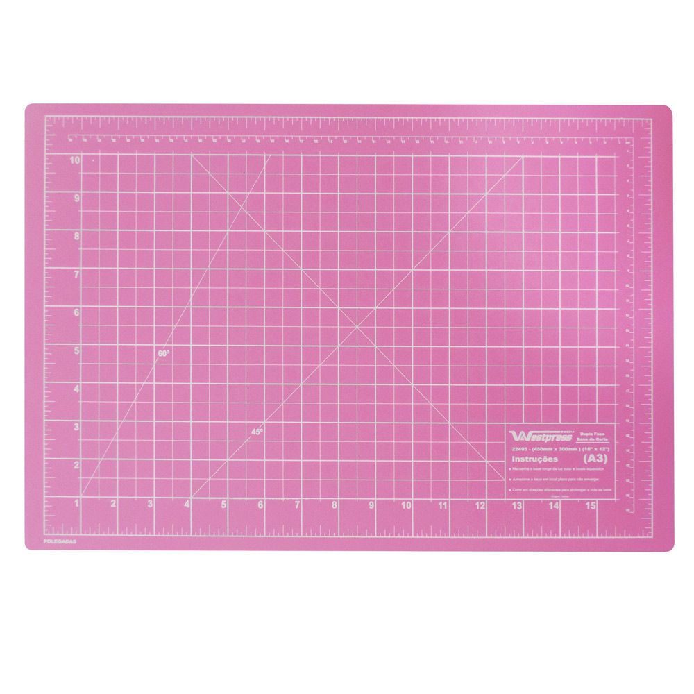 Base Para Corte de Tecidos Patchwork E Scrapbook Frente E Verso 90 X 60 - Rosa