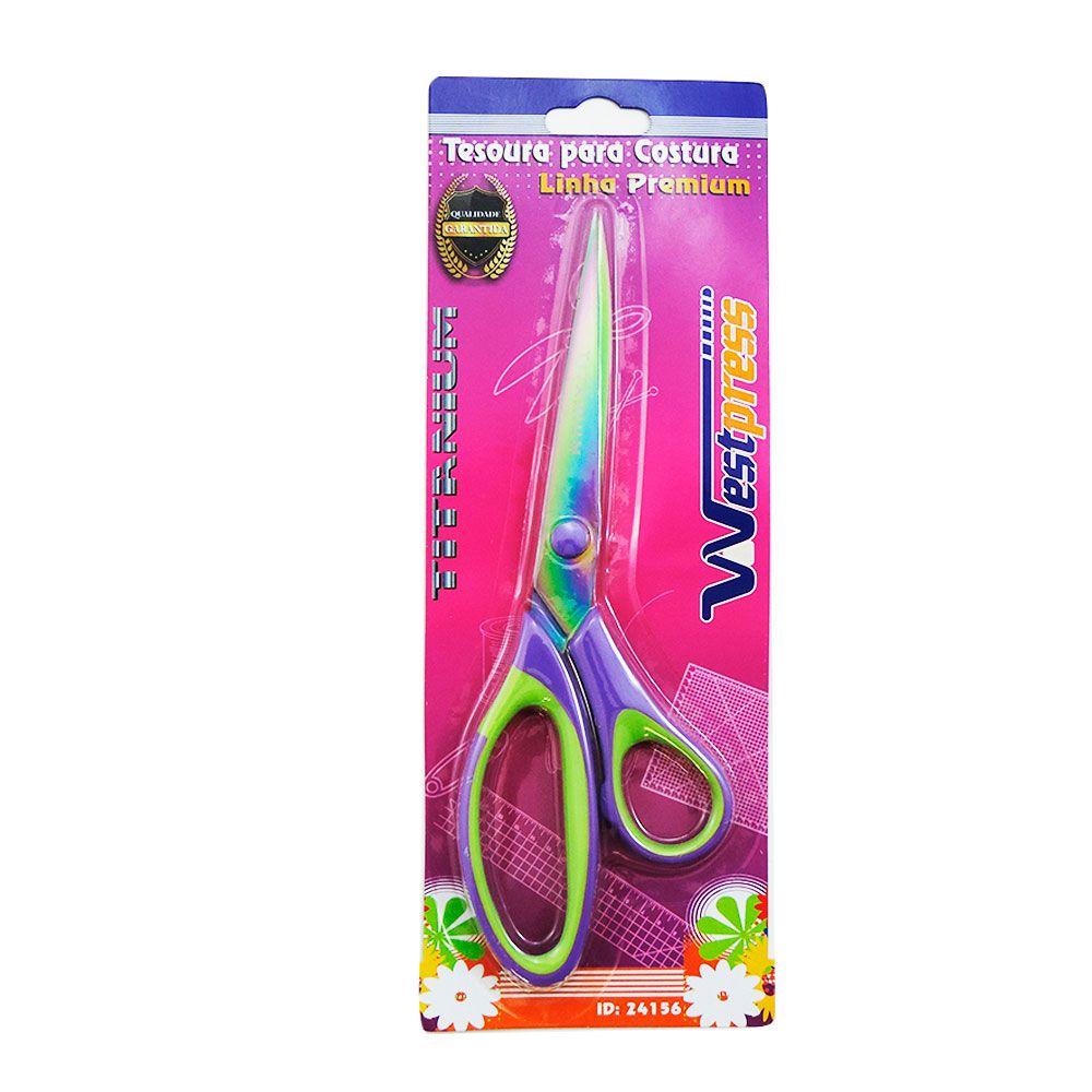 Tesoura de Costura Titanium 21Cm Cor:Rosa/Roxa 3 Tesoura de Costura Titanium 21Cm Cor:Rosa/Roxa - Imagem 2