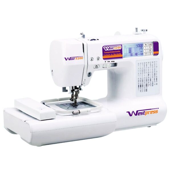 Máquina de Costura E Bordado Eletrônica 55 Pontos West 5200