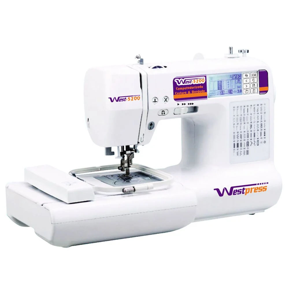 Máquina de Costura E Bordado Eletrônica 55 Pontos West 5200