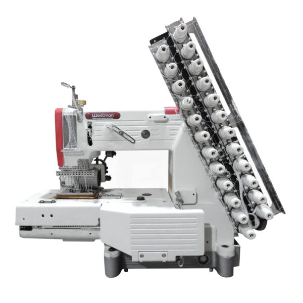 Máquina de Costura Industrial Elástiqueira Base Cilindrica 12 Agulhas 24 Fios Direct Drive W-4412P-Fxdc