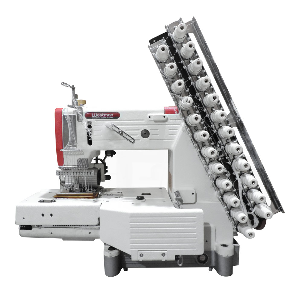 Máquina de Costura Industrial Elástiqueira Base Cilindrica 12 Agulhas 24 Fios Direct Drive W-4412P-Fxdc