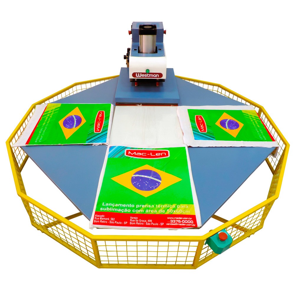 Prensa Para Sublimação Pneumática 4 Bandejas 40X60 Com Sistema Giratório 5 Prensa Para Sublimação Pneumática 4 Bandejas 40X60 Com Sistema Giratório - Imagem 4