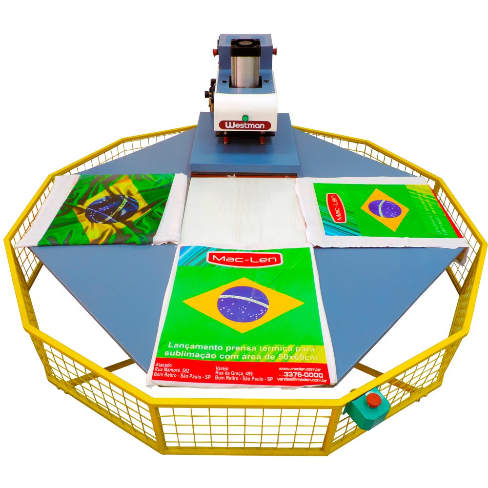 Prensa Para Sublimação Pneumática 4 Bandejas 40X60 Com Sistema Giratório