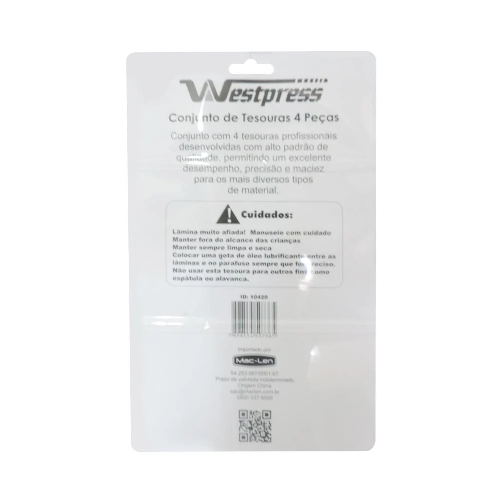 Kit de Tesoura Corte de Costura 4 Peças Westpress 3 Kit de Tesoura Corte de Costura 4 Peças Westpress - Imagem 3