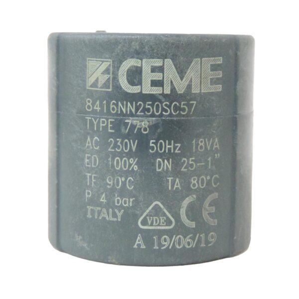 Bobina Per Elettrovalvola CEME 4 Watt 230V Foro 10 Mm – Solenoide Piccolo Tipo AIF