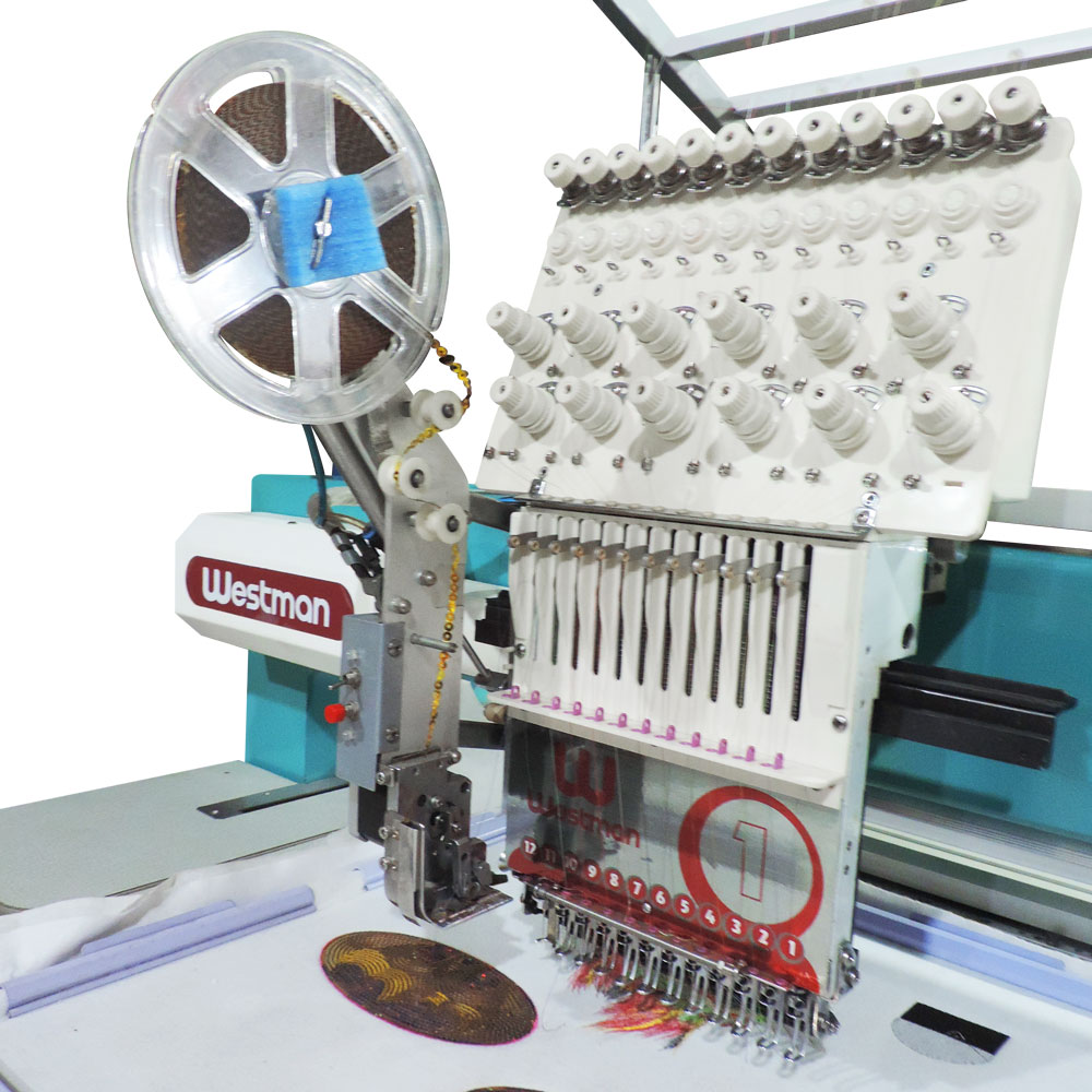 Máquina de Bordar 1 Cabeça 12 Agulhas Com Aplicador de Lantejoula Wm-1201-45Ps 8 Máquina de Bordar 1 Cabeça 12 Agulhas Com Aplicador de Lantejoula Wm-1201-45Ps - Imagem 7