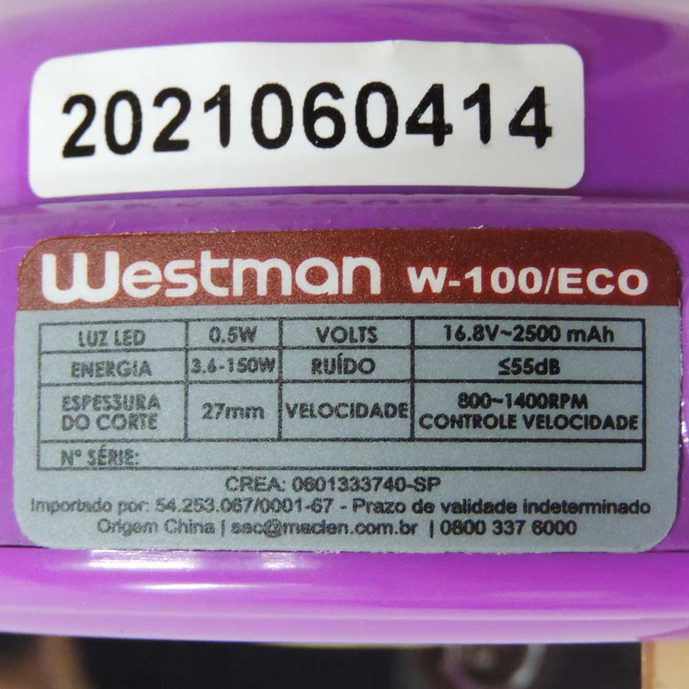 Máquina de Corte A Disco Bivolt Sem Fio - Westman Eco 11 Máquina de Corte A Disco Bivolt Sem Fio - Westman Eco - Imagem 10