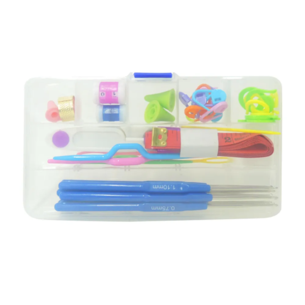 Kit Crochê 16 Agulhas Com Acessórios E Estojo Organizador