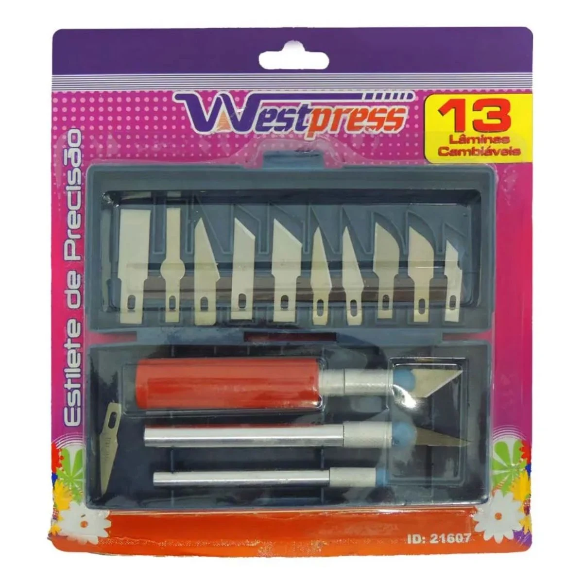 Estilete de Precisão Com 3 Cabos E 13 Lâminas Westpress