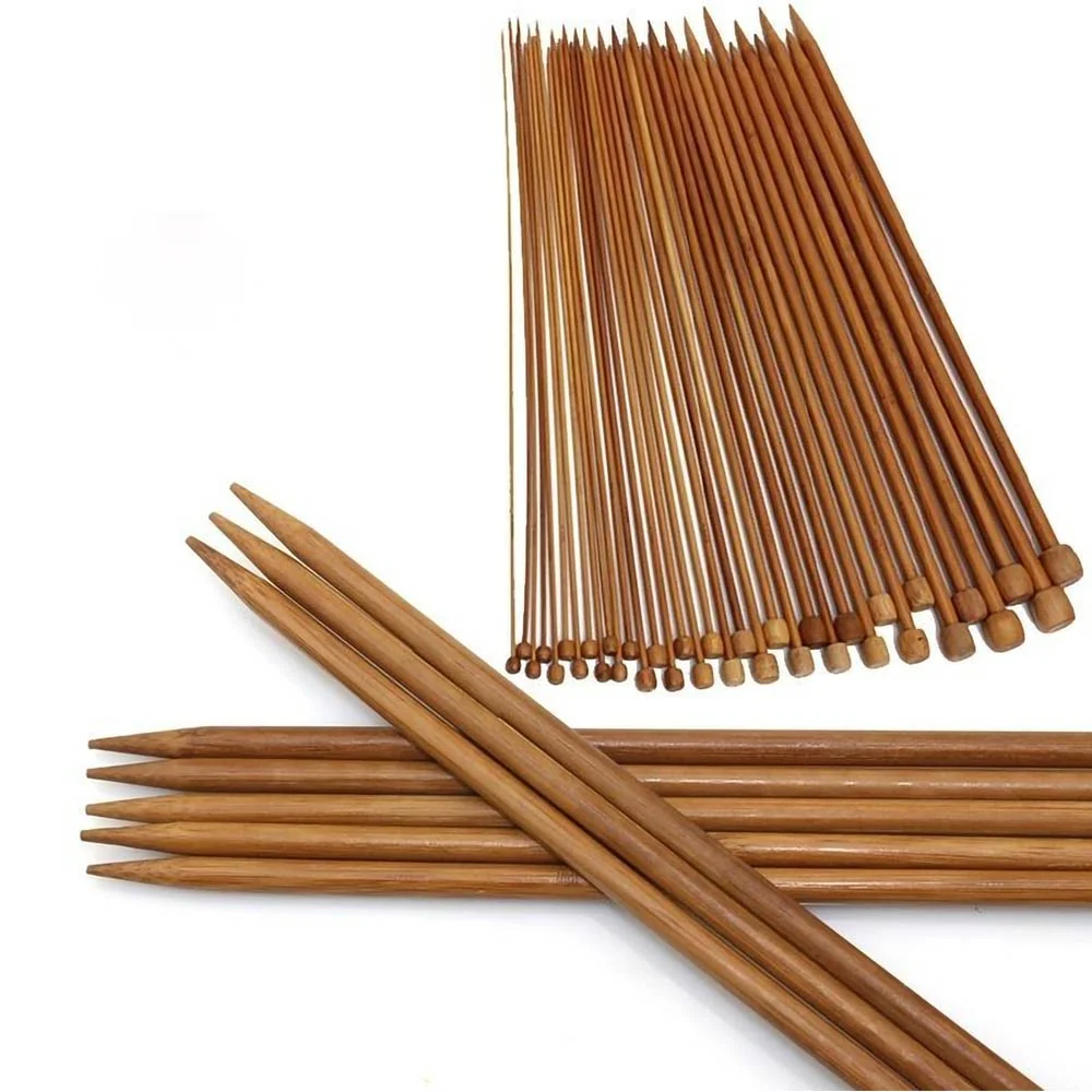 Kit Com 18 Agulhas de Bambu Para Crochê