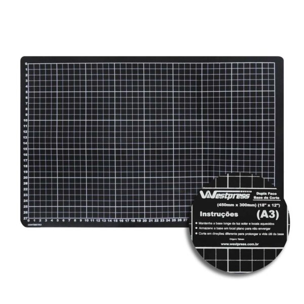 Base Auto Cura Para Corte de Tecidos Patchwork E Scrapbook Frente E Verso - 45X30 Preta