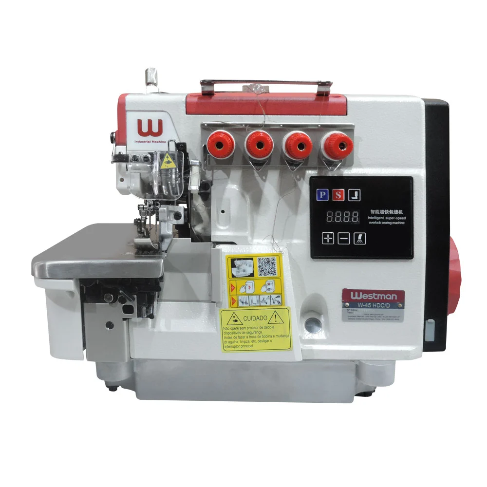 Máquina de Costura Industrial Interlock 2 Agulhas 5 Fios Pesada com Direct Drive W-4 5Hdc/E