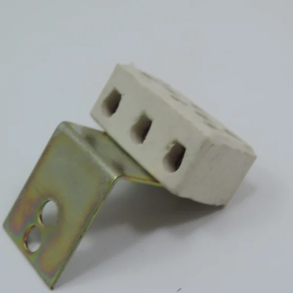 Tomada/Conector Porcelana 3 Polos Com Suporte Metal