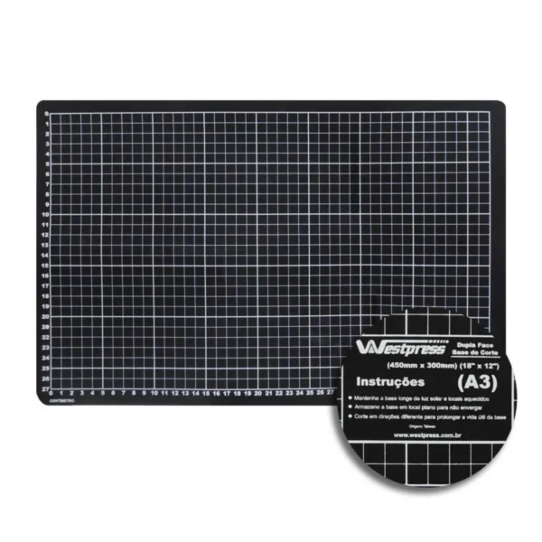 Base de Corte 90X60 Para Patchwork E Scrapbook Frente E Verso - Preta Westpress