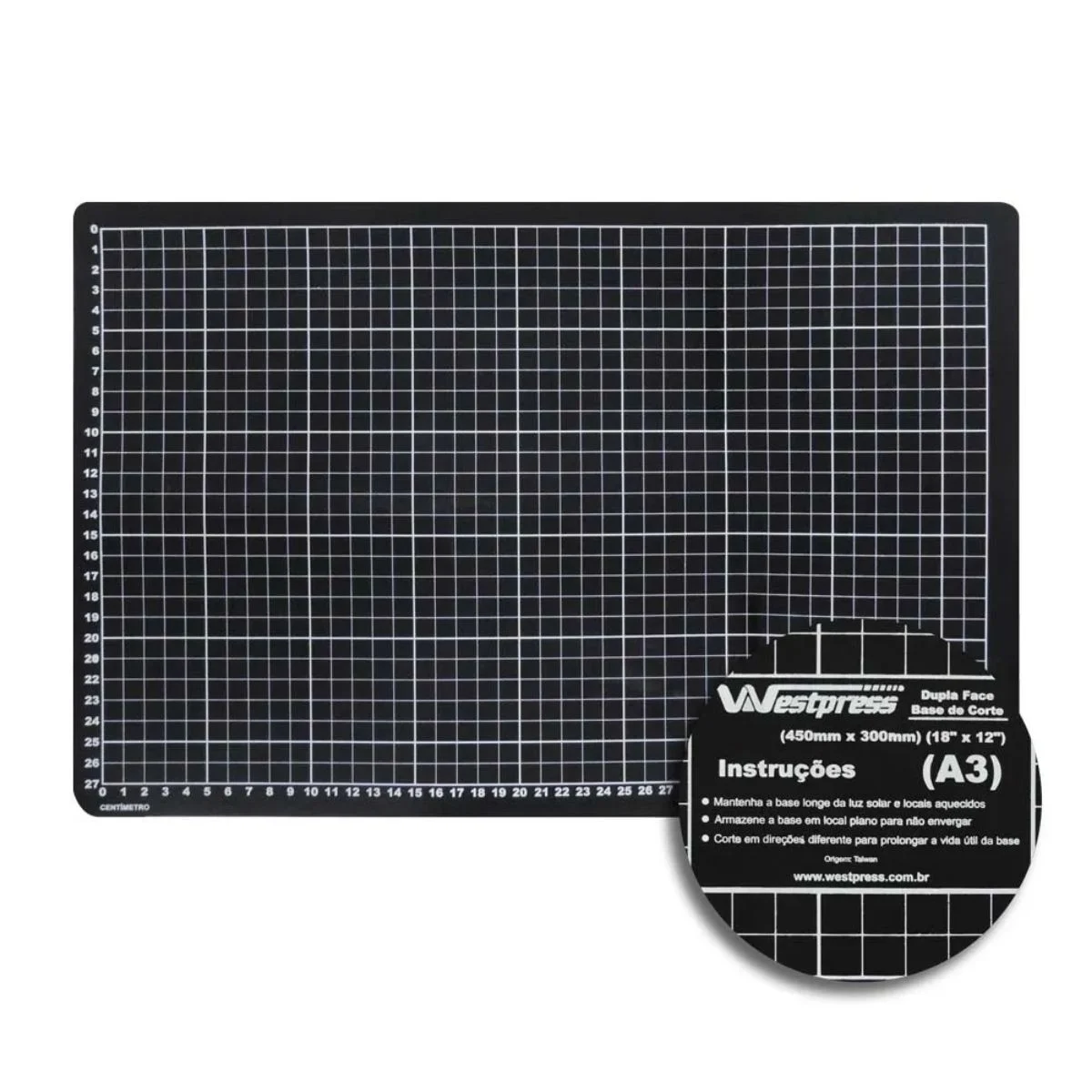 Base de Corte 90X60 Para Patchwork E Scrapbook Frente E Verso - Preta Westpress