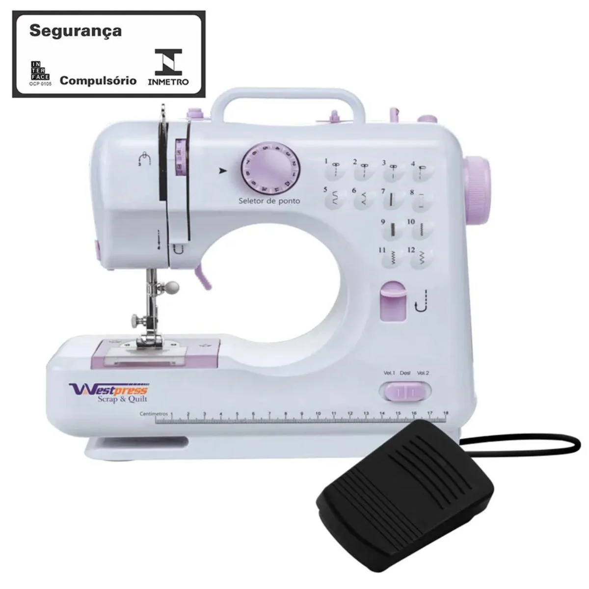 Máquina de Costura Portátil 12 Pontos Para Tecidos Leves E Médios Bivolt 3 Máquina de Costura Portátil 12 Pontos Para Tecidos Leves E Médios Bivolt - Imagem 3