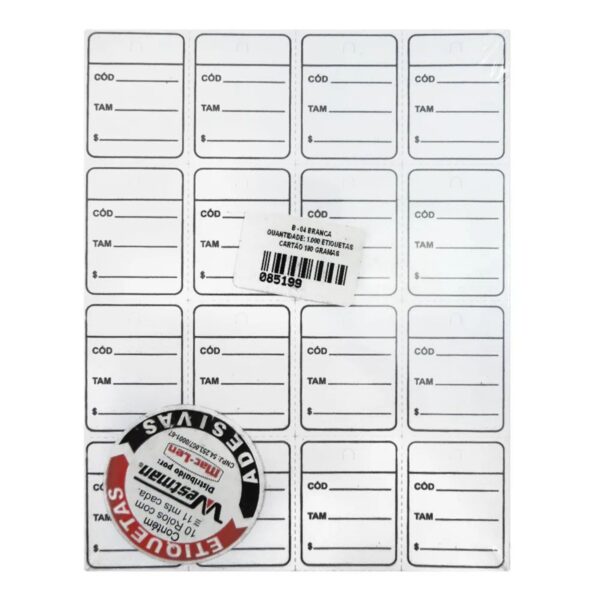 Etiqueta Cartão Coloridas Para Pino Tag Pin Cor:Branco