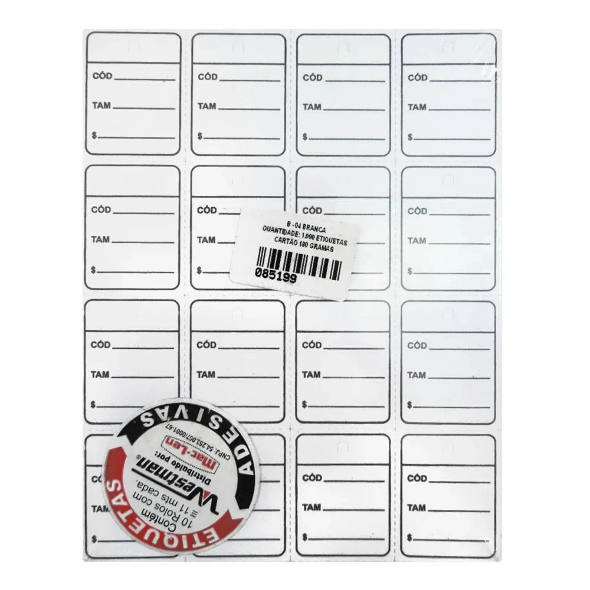 Etiqueta Cartão Coloridas Para Pino Tag Pin Cor:Branco
