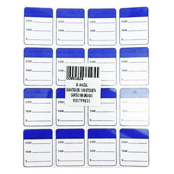 Etiqueta Cartão Coloridas Para Pino Tag Pin Cor:Azul